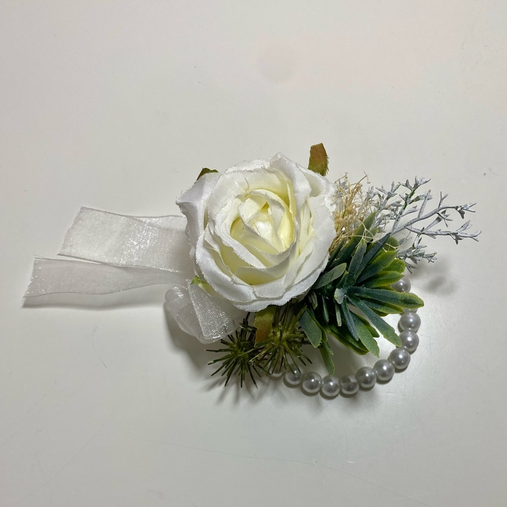 Floroom Ivory Rose Wrist Corsage Wristlet Band Bracelet